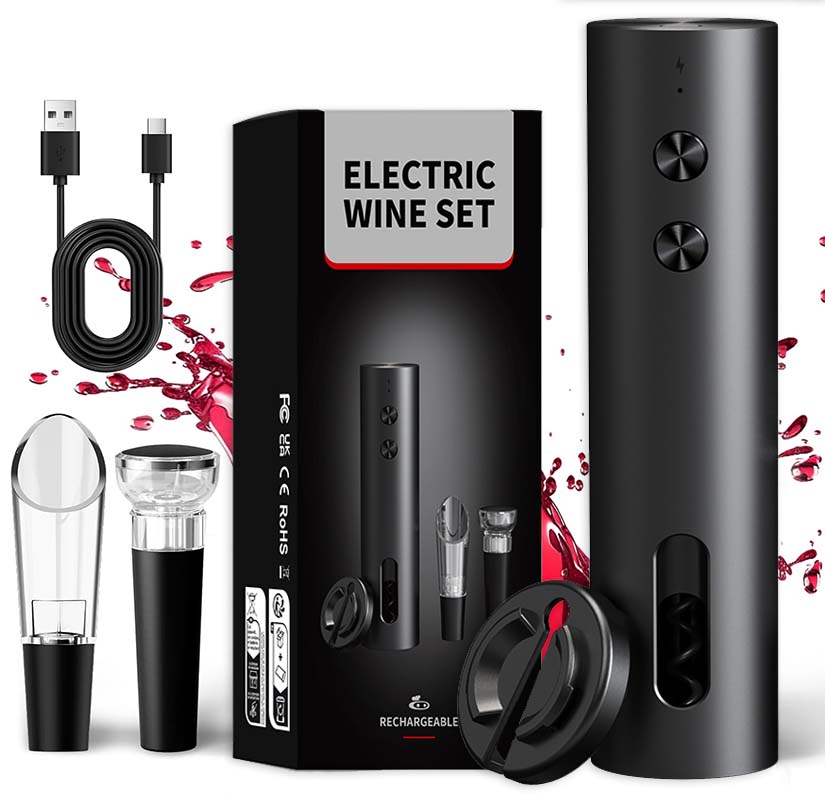 Electric Can Opener - Ensemble ouvre-bouteille électrique 4-en-1 rechargeable par