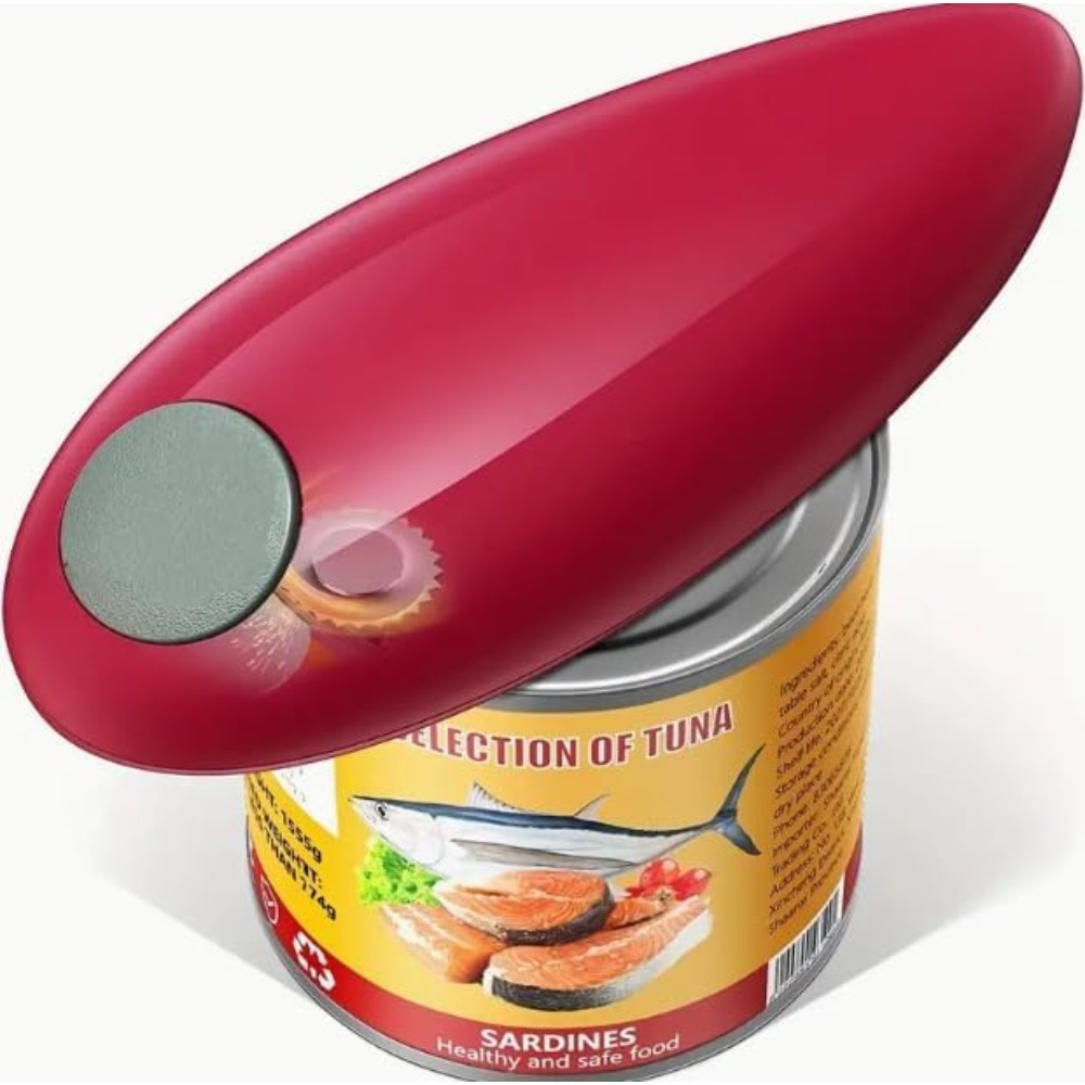 Electric Can Opener - Ouvre-boîte électrique rouge avec bord lisse,