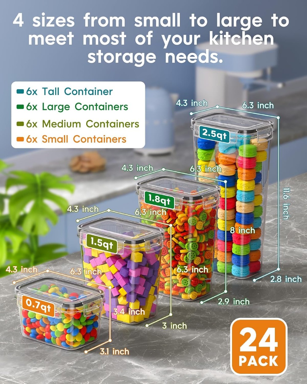 24 contenants hermétiques pour - Food Storage Containers avis et prix